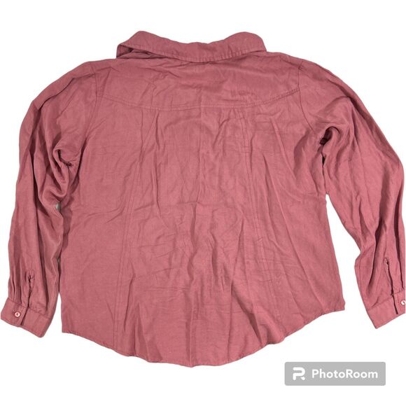 STYLE ENVY Women’s Xl 100% Rayon Red Long Sleeve Button Up Blouse Top Shirt - Picture 3 of 8